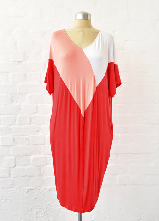 Manon cocoon dress in Red and Coral size 36