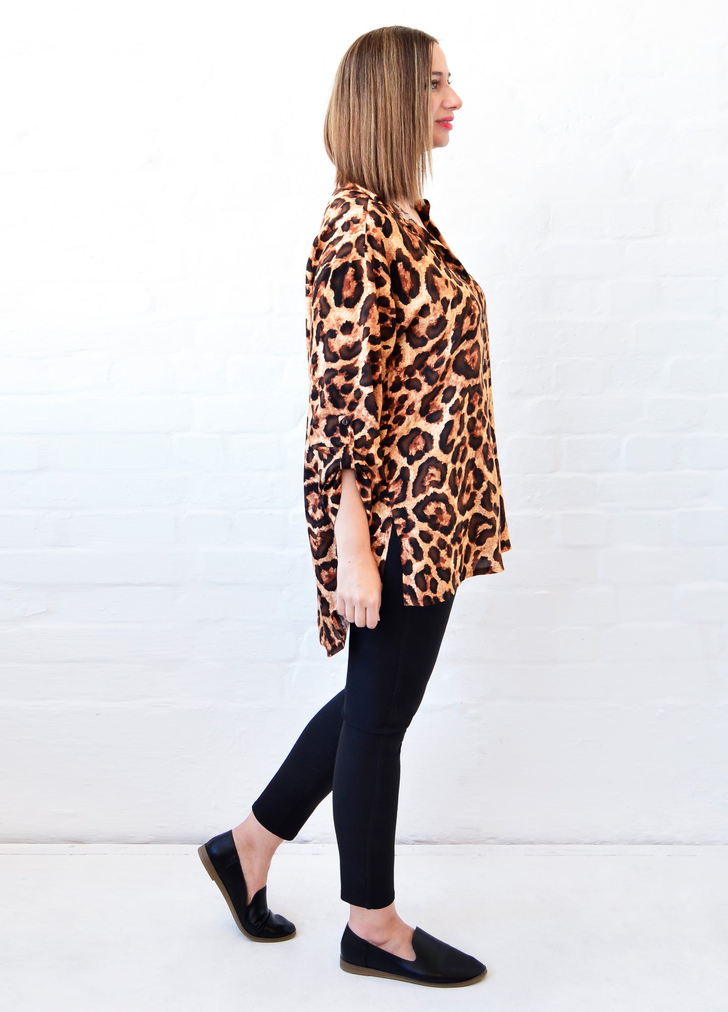 Michelle Box Shirt in coco Classic Leopard