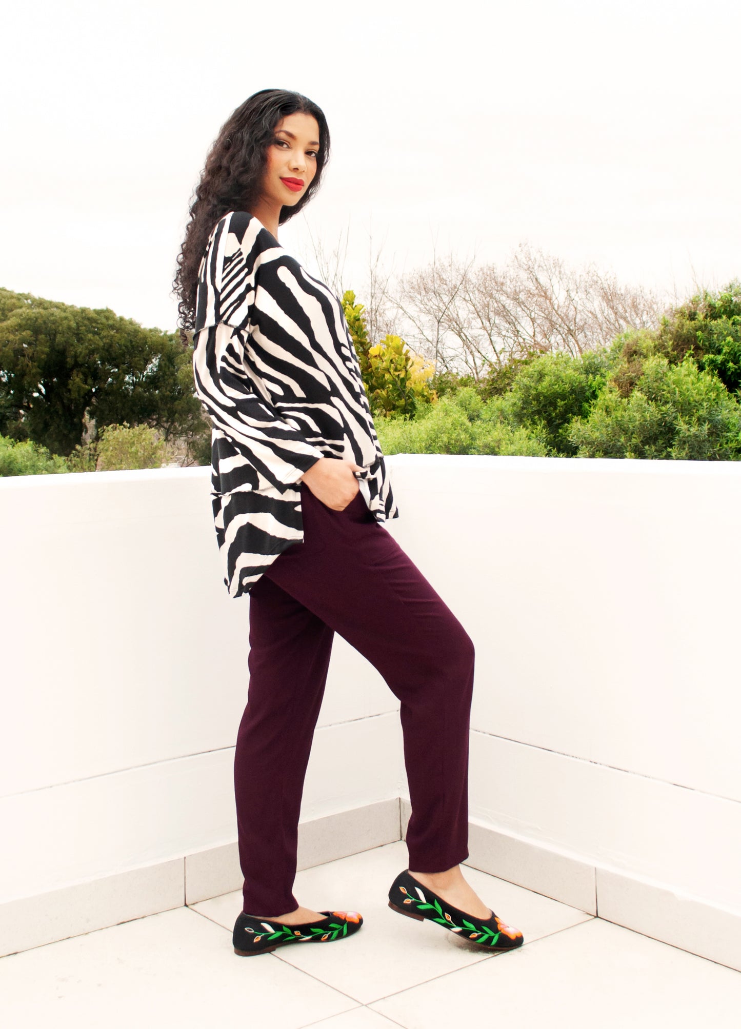 Nelly pullover in black Zora print knit