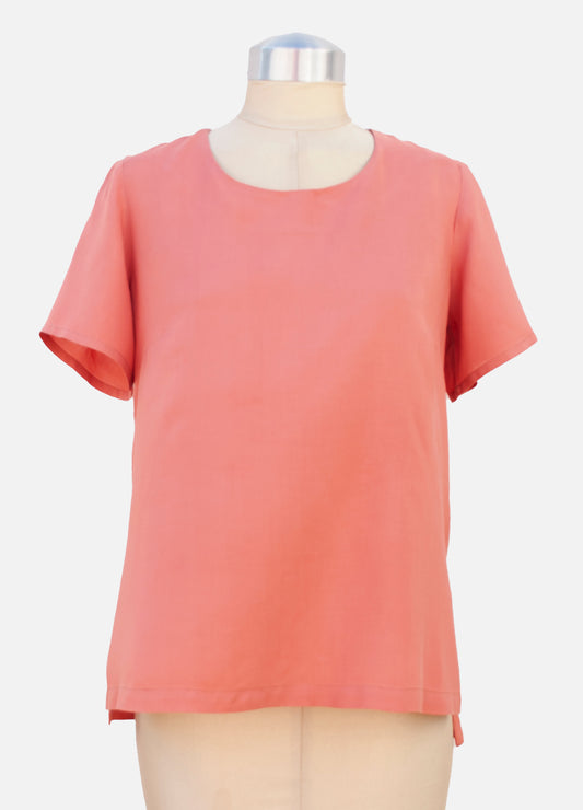 Nicola woven top in Terracotta size 34