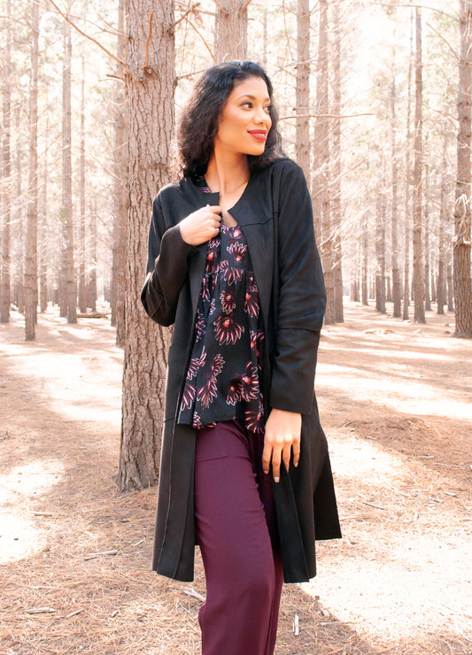 Nika cardigan in Black suede scuba
