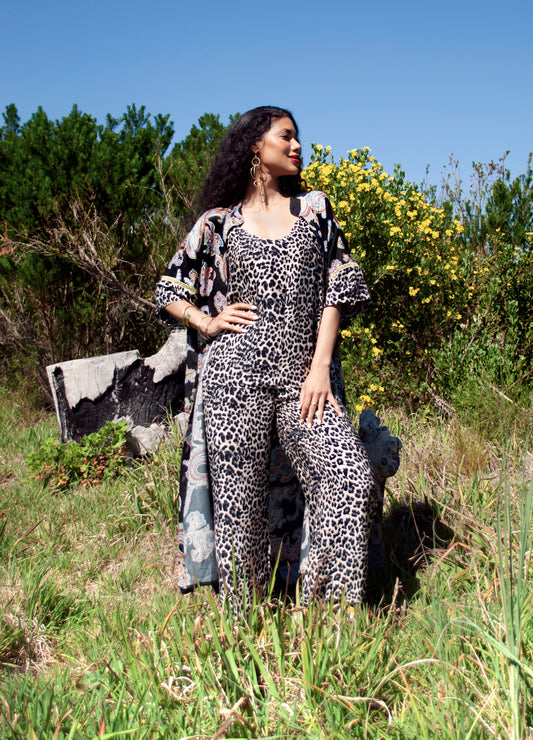 Paula wide-leg Trousers in Classic Leopard print