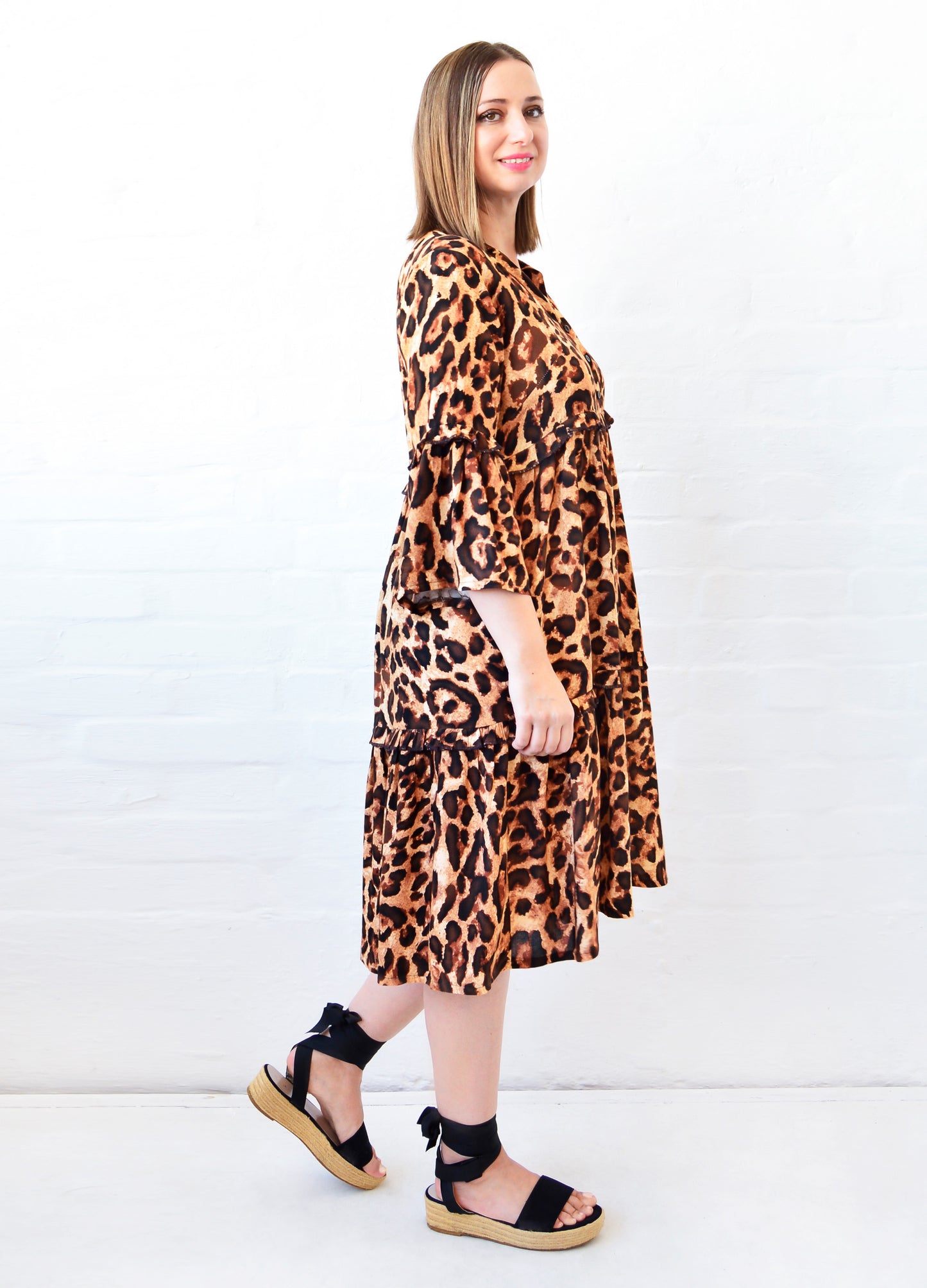 Piper Dress in coco Classic Leopard print size 34
