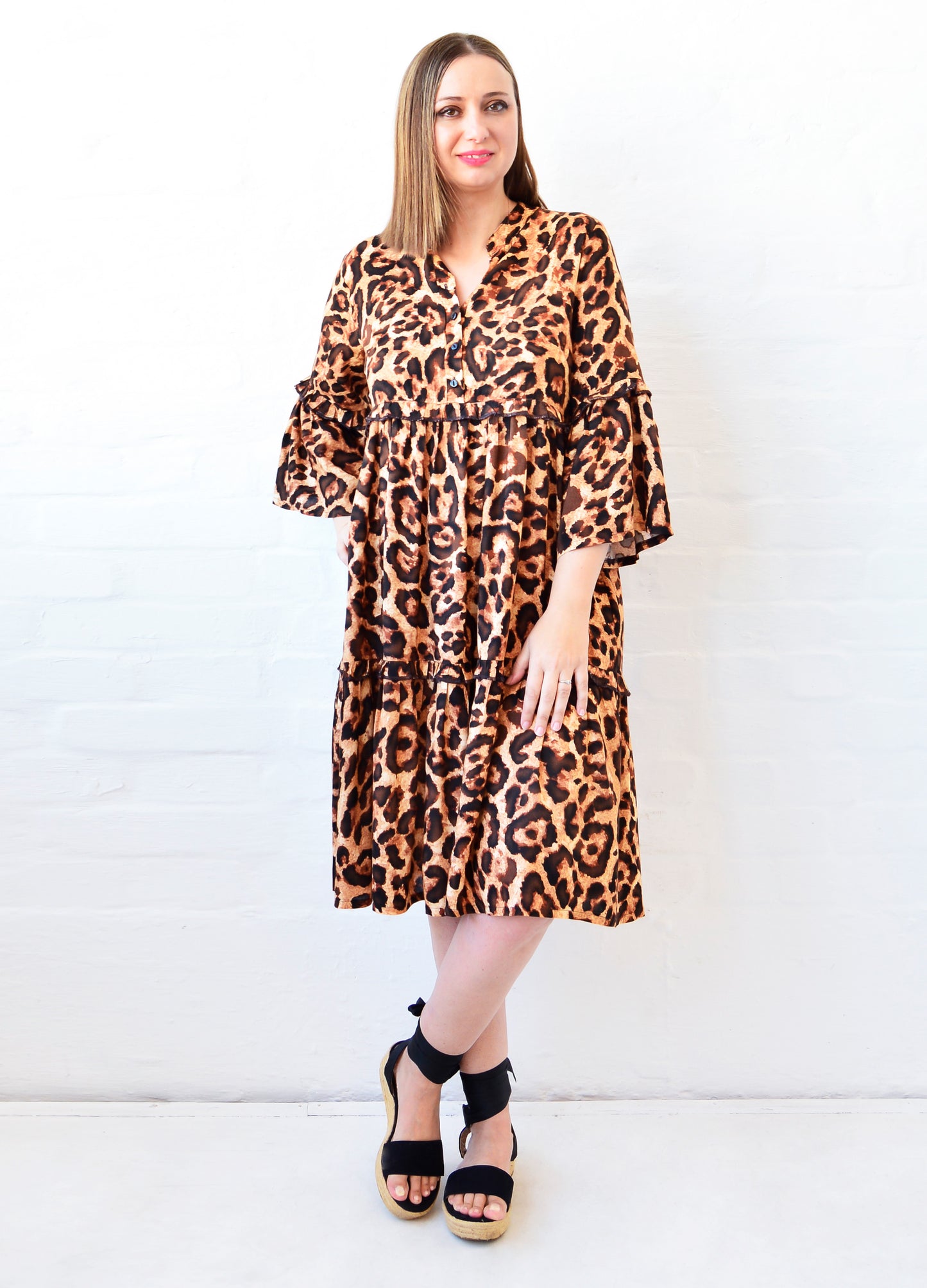 Piper Dress in coco Classic Leopard print size 34