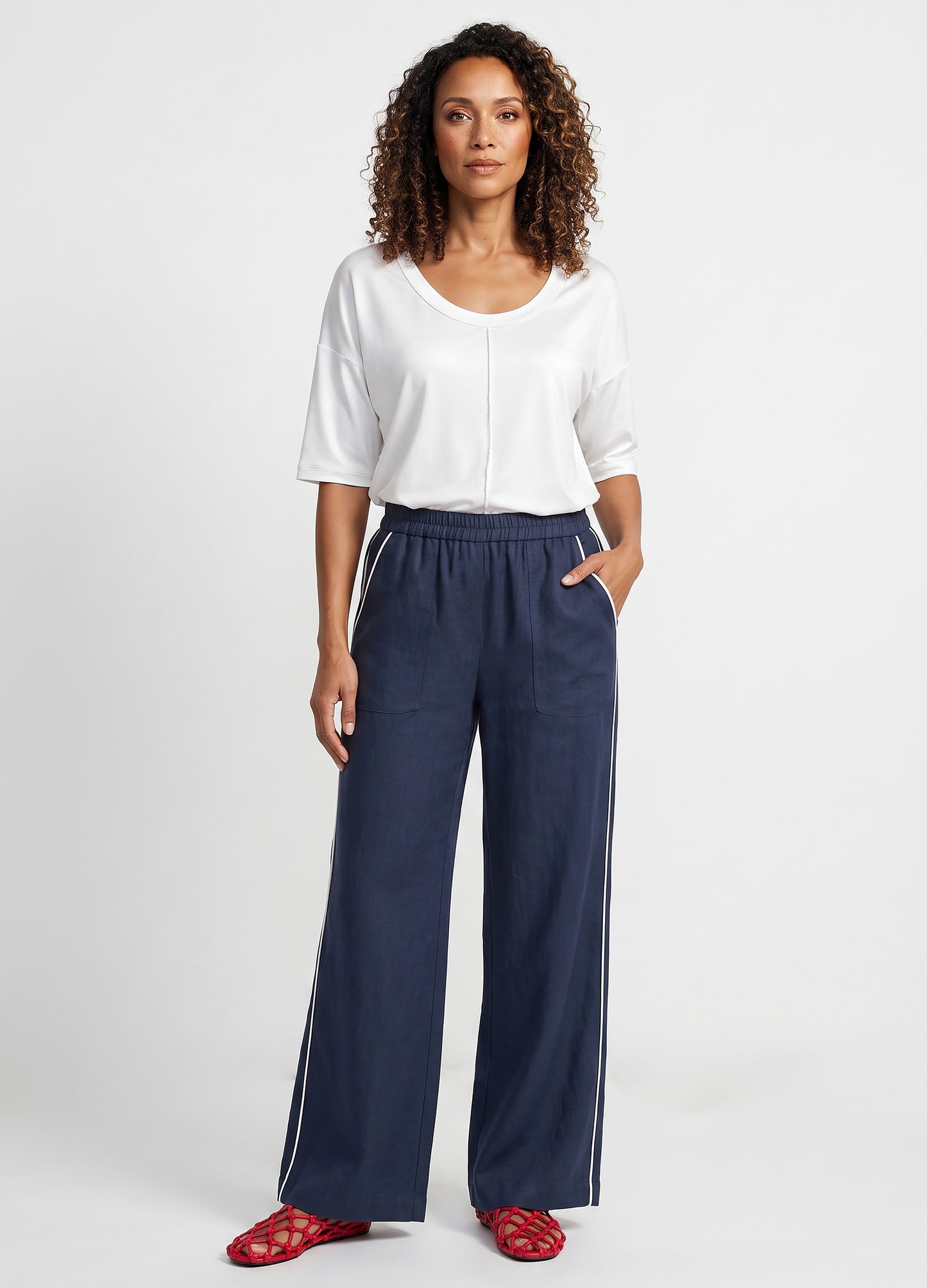 Grace wide-leg Trousers in Navy