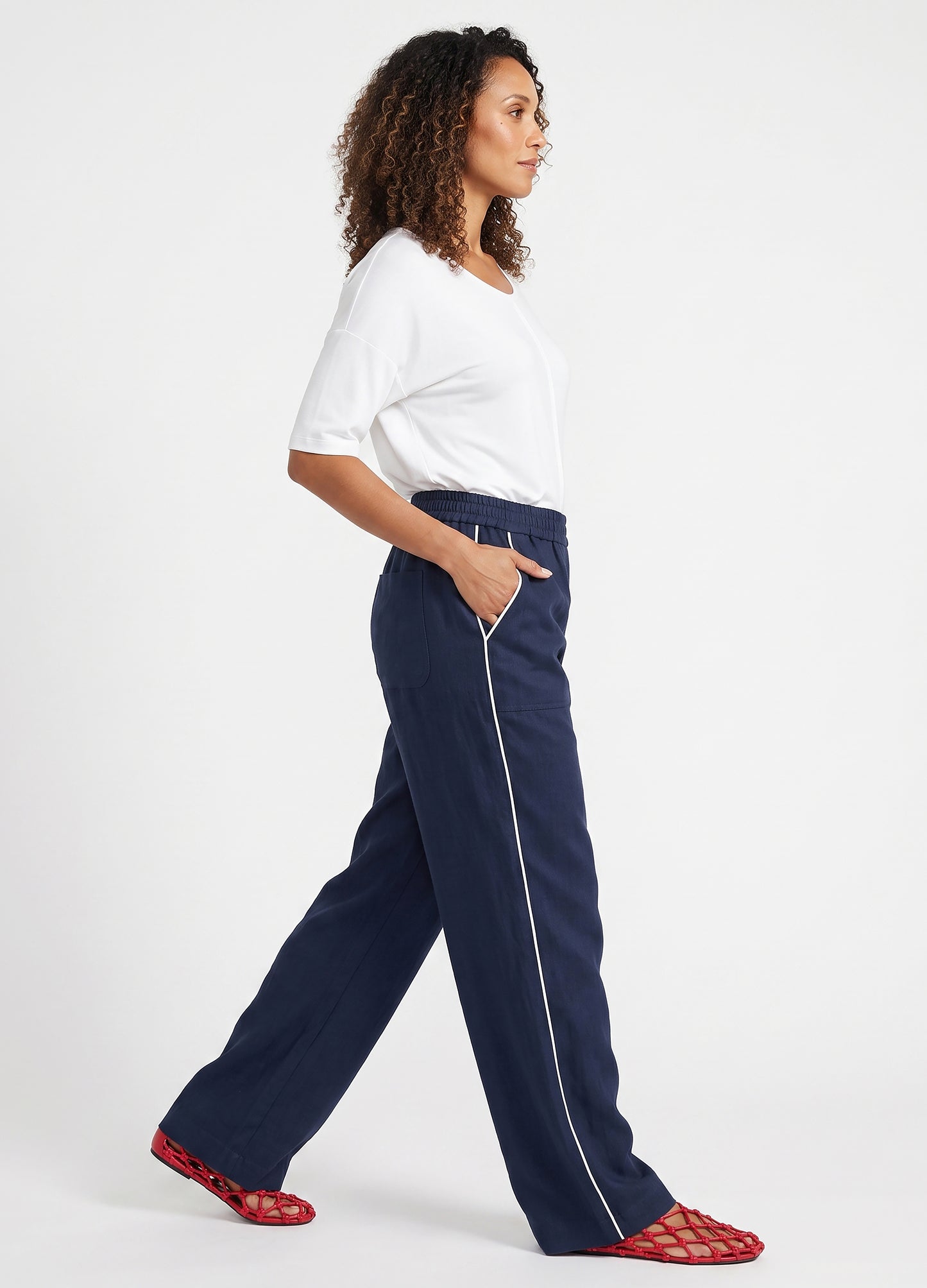 Grace wide-leg Trousers in Navy