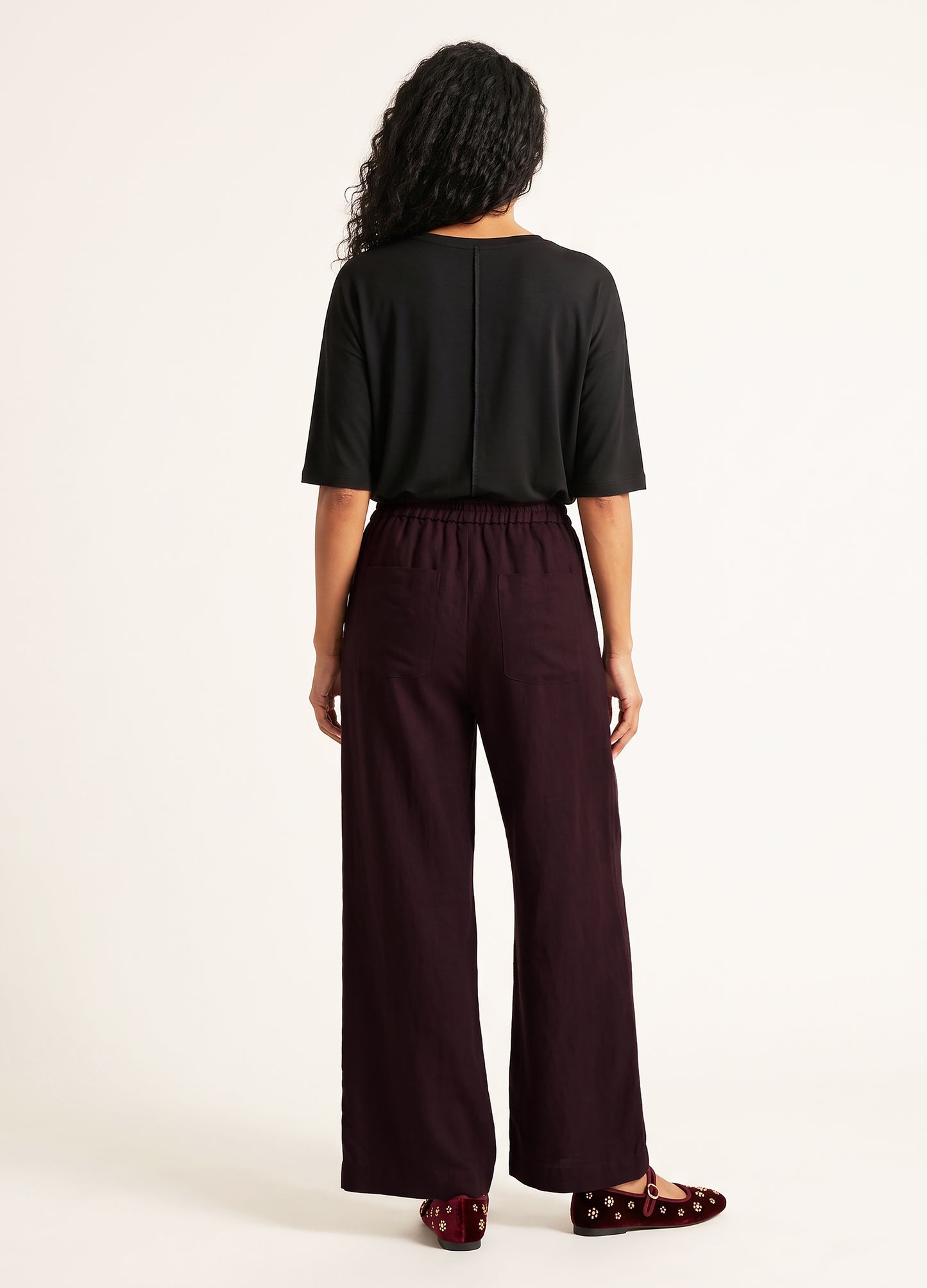 Pippa wide-leg Trousers in Black Cherry
