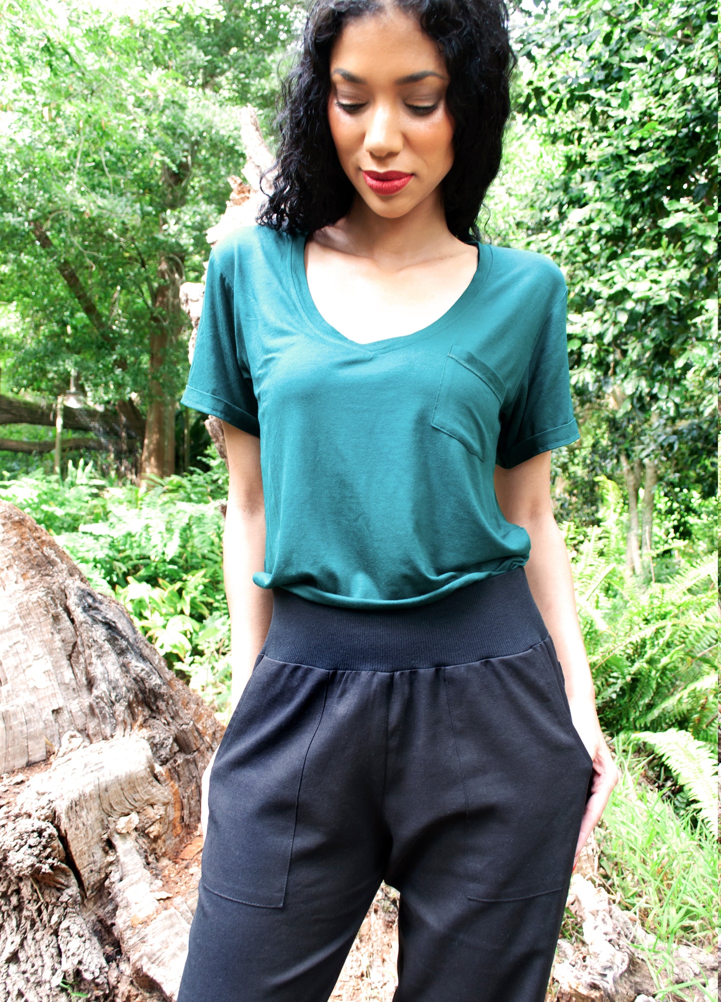 River jogger in Black linen blend