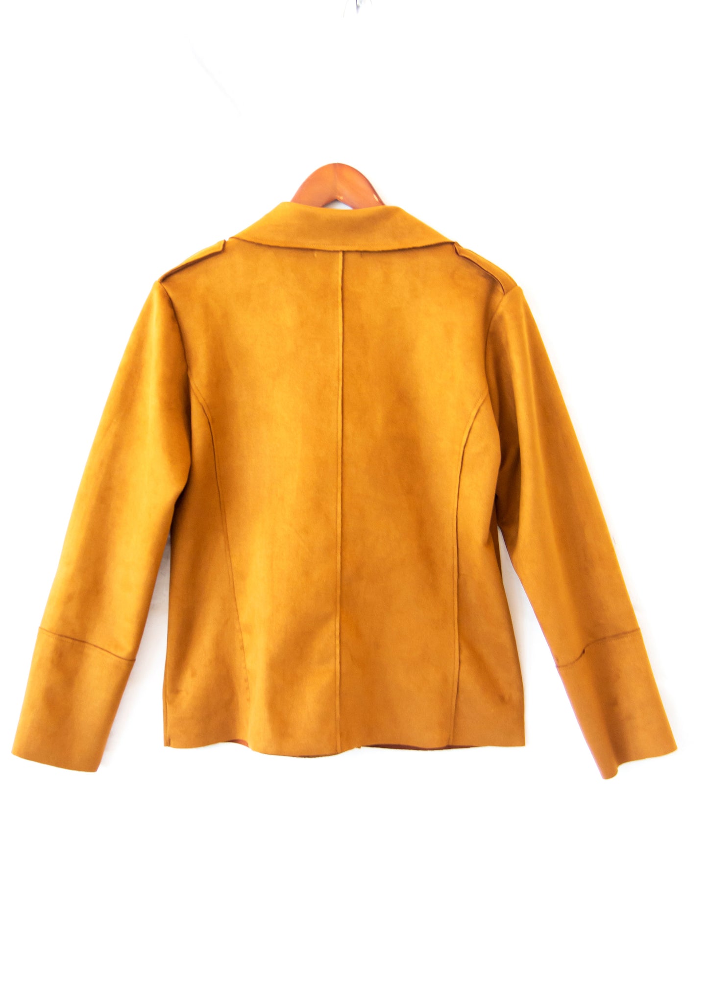 Ryleigh biker jacket in Marigold suede scuba