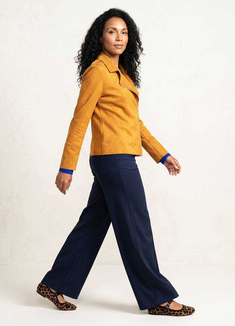 Ryleigh biker jacket in Marigold suede scuba