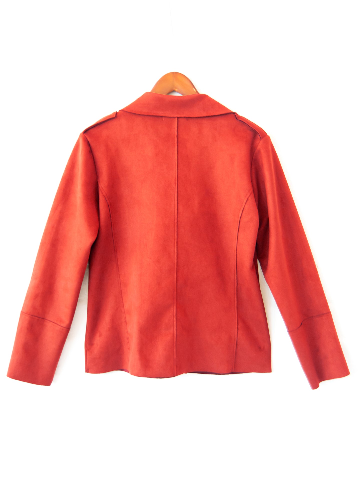 Ryleigh biker jacket in Persimmon suede scuba
