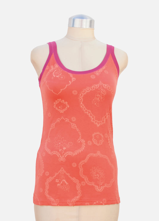Sahar tank top in coral Arabian Nights size 34