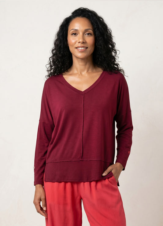 Scarlet  Box Pullover in Cranberry