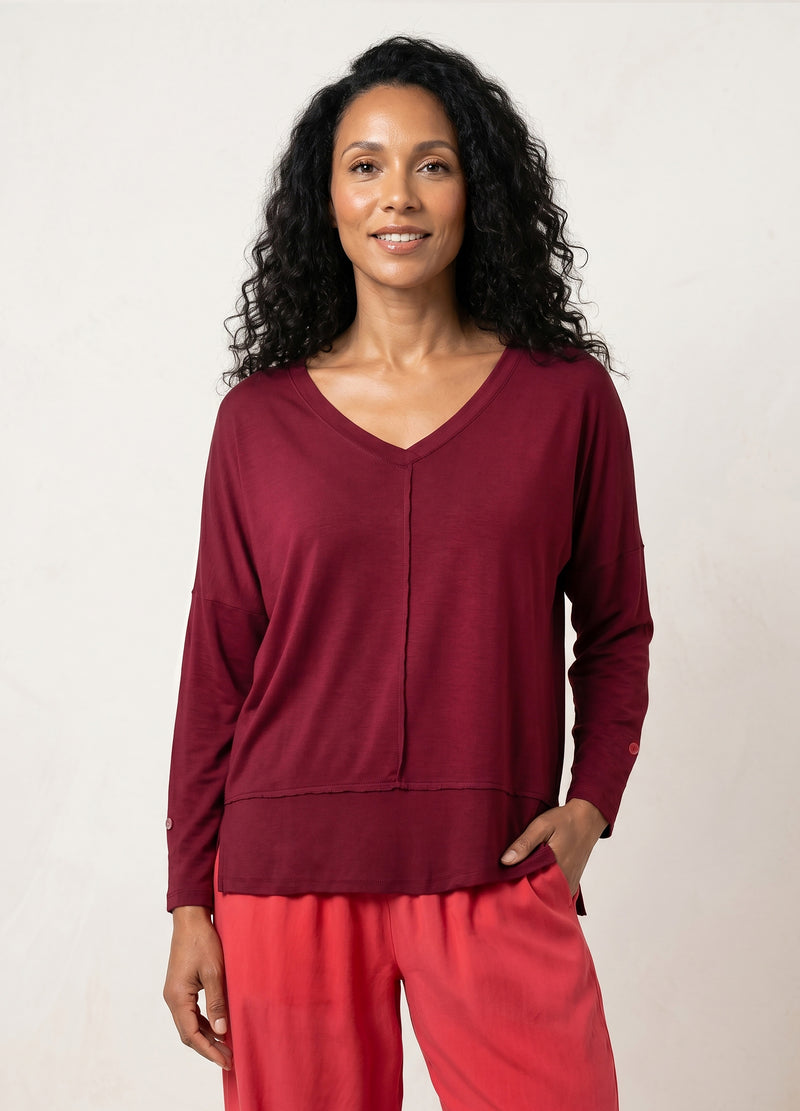 Scarlet  Box Pullover in Cranberry