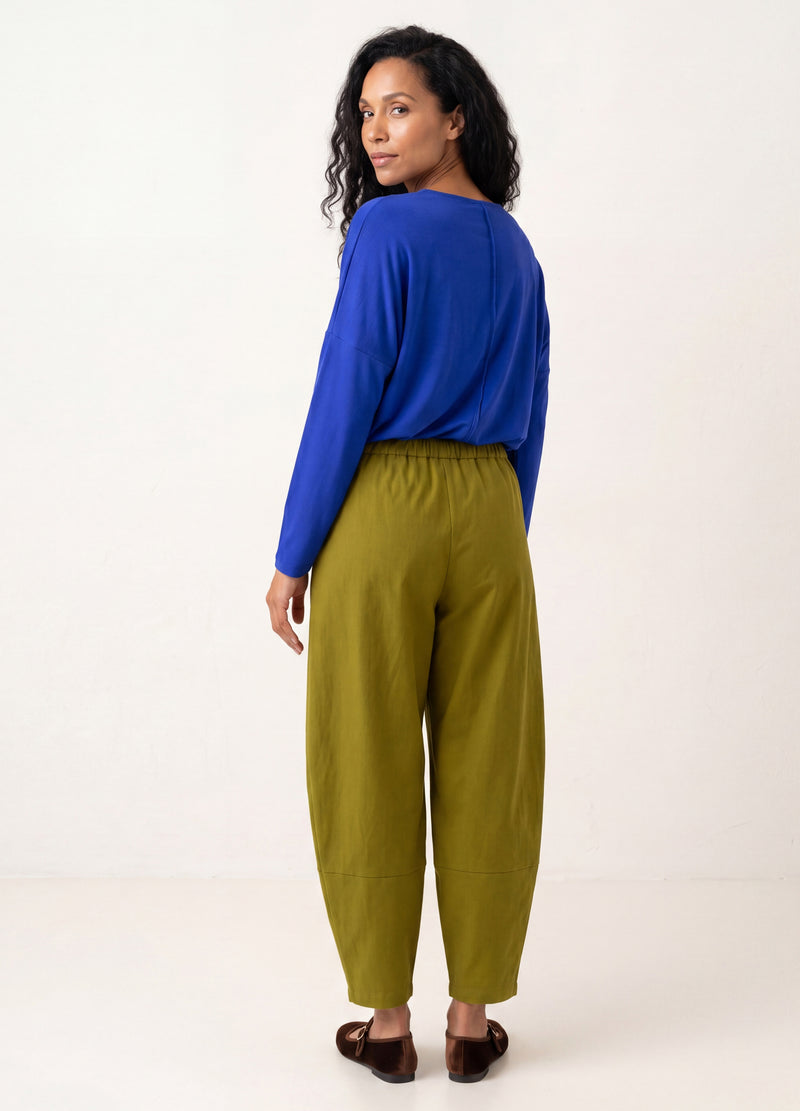Sophie lantern trousers in Antique Moss linen blend