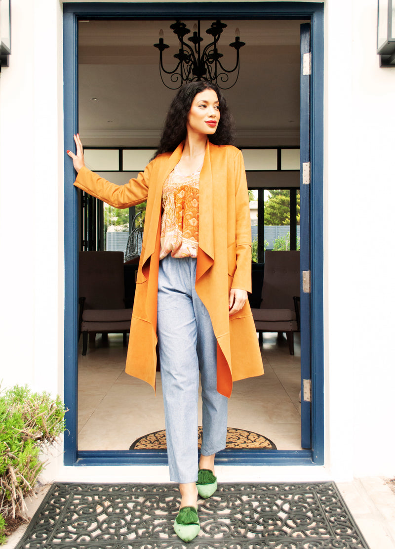 Stella cardigan in Amber suede scuba