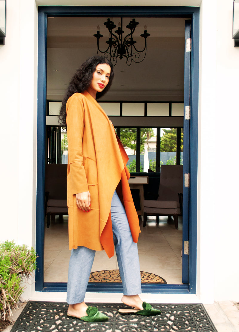 Stella cardigan in Amber suede scuba