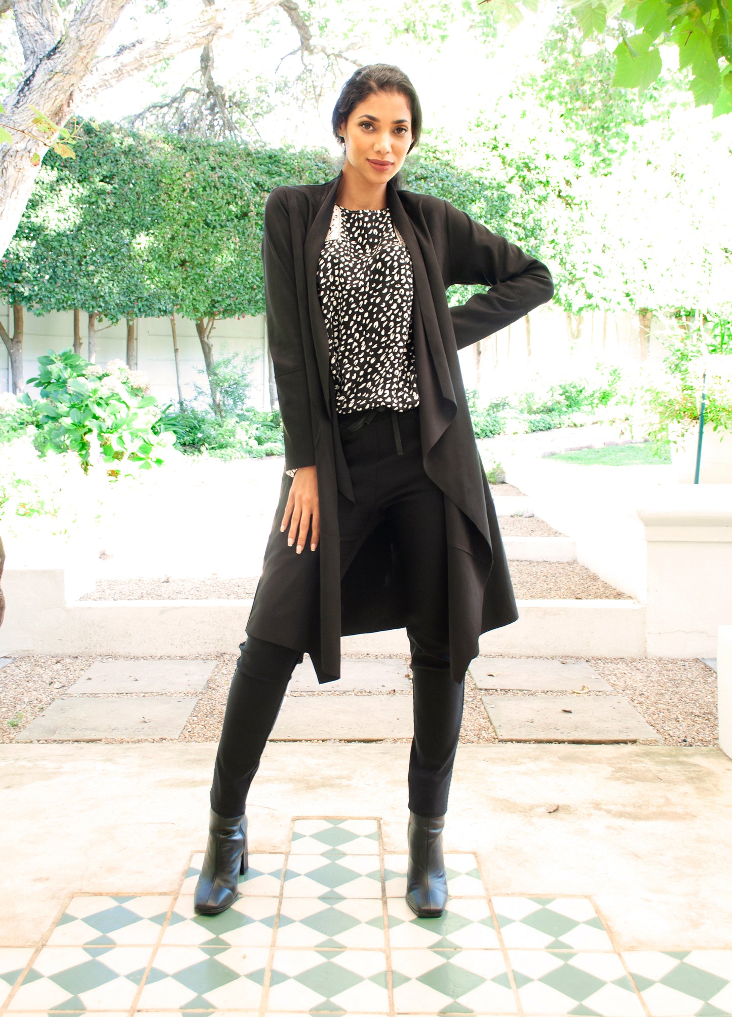 Stella cardigan in Black suede scuba