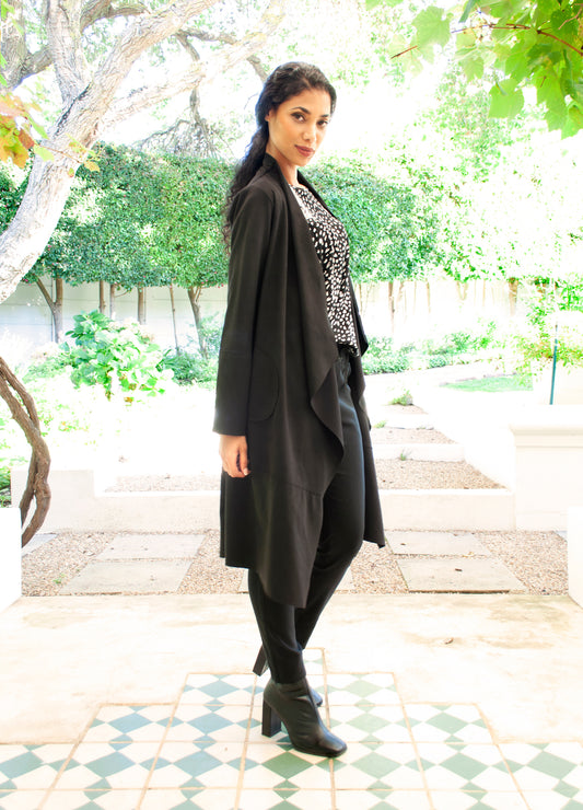 Stella cardigan in Black suede scuba