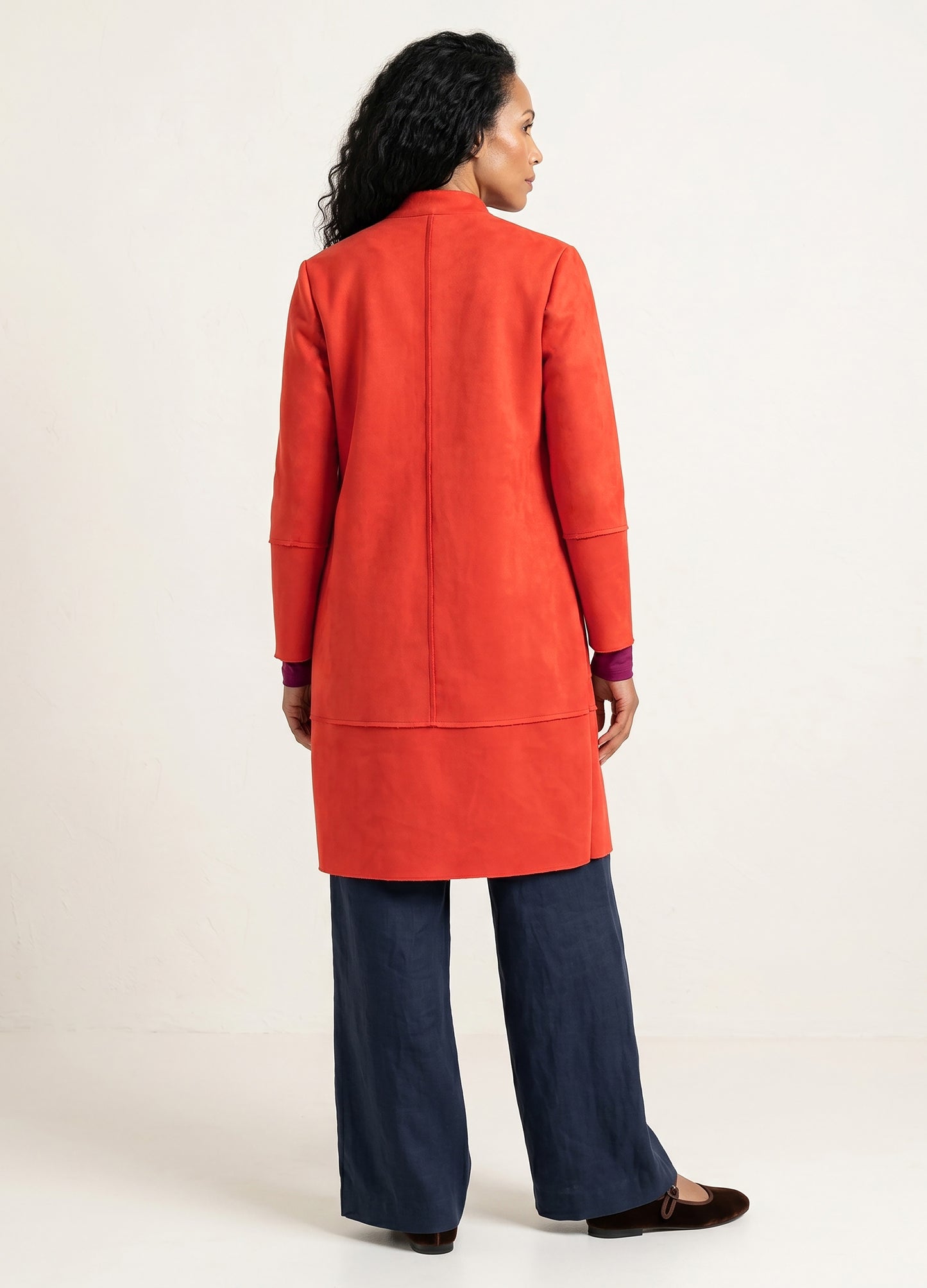 Stella cardigan in Persimmon suede scuba