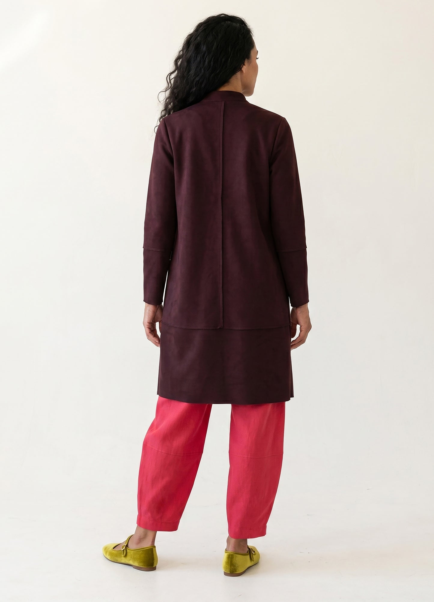 Stella cardigan in Wine suede scuba