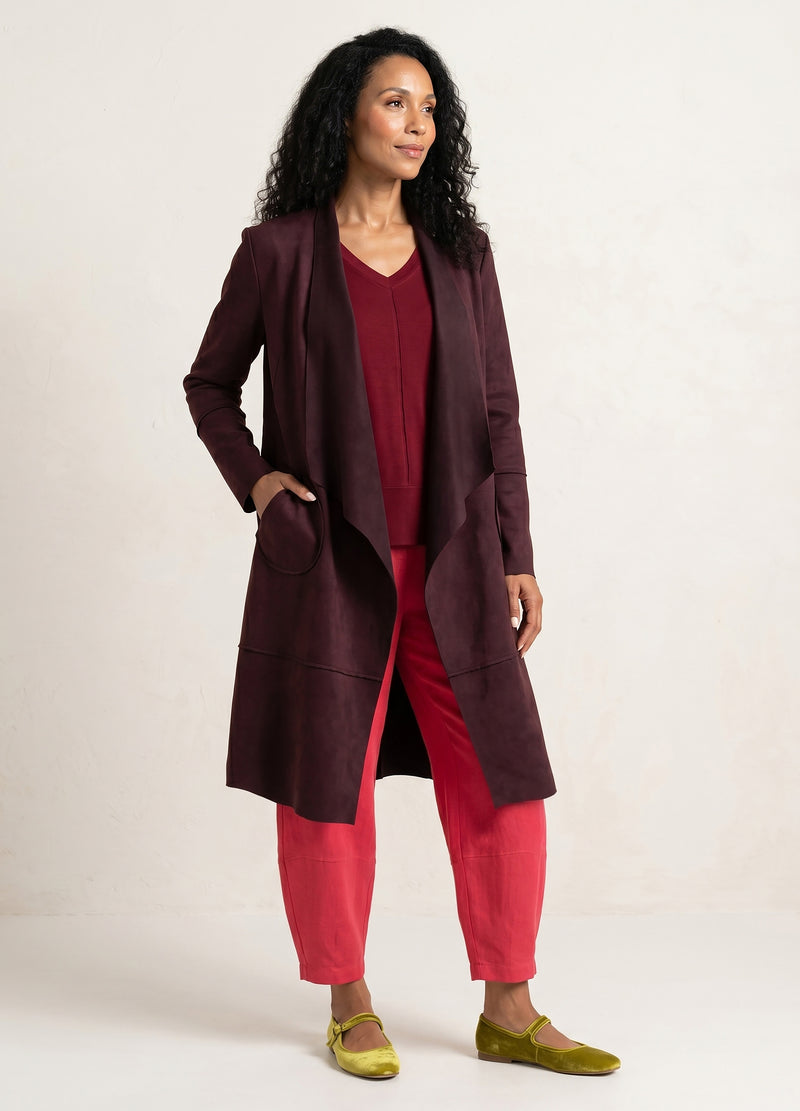 Stella cardigan in Wine suede scuba