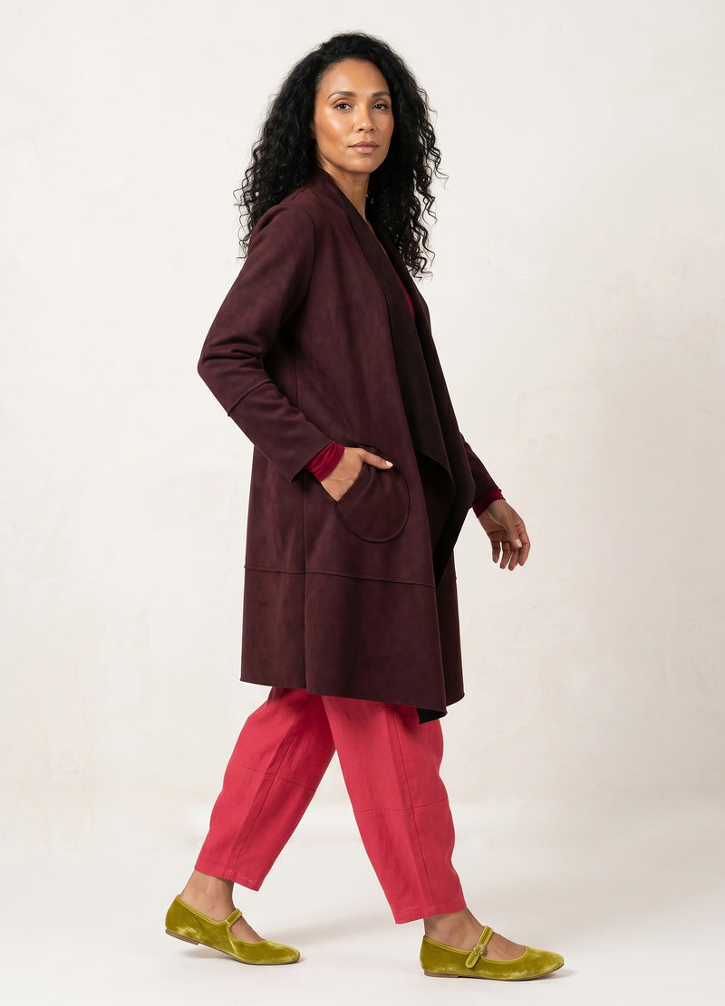 Stella cardigan in Wine suede scuba
