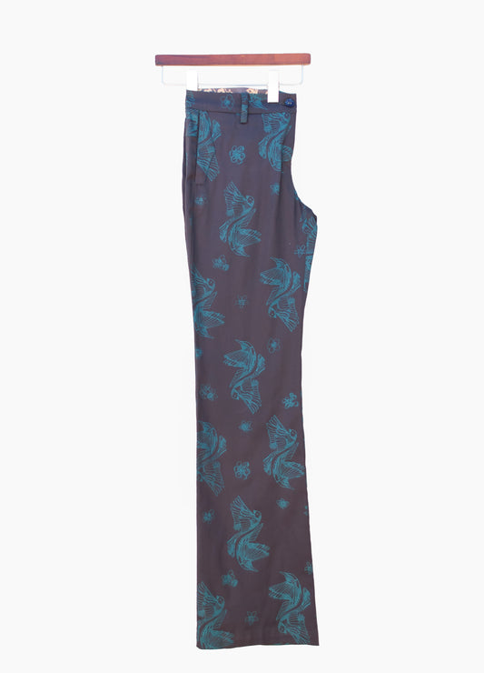Topaz trousers in charcoal Paradise Birds print size 32