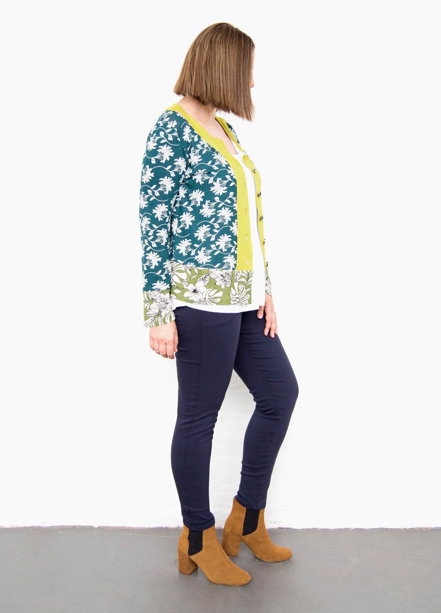 Cassia Cardigan in forest Mahina Moon