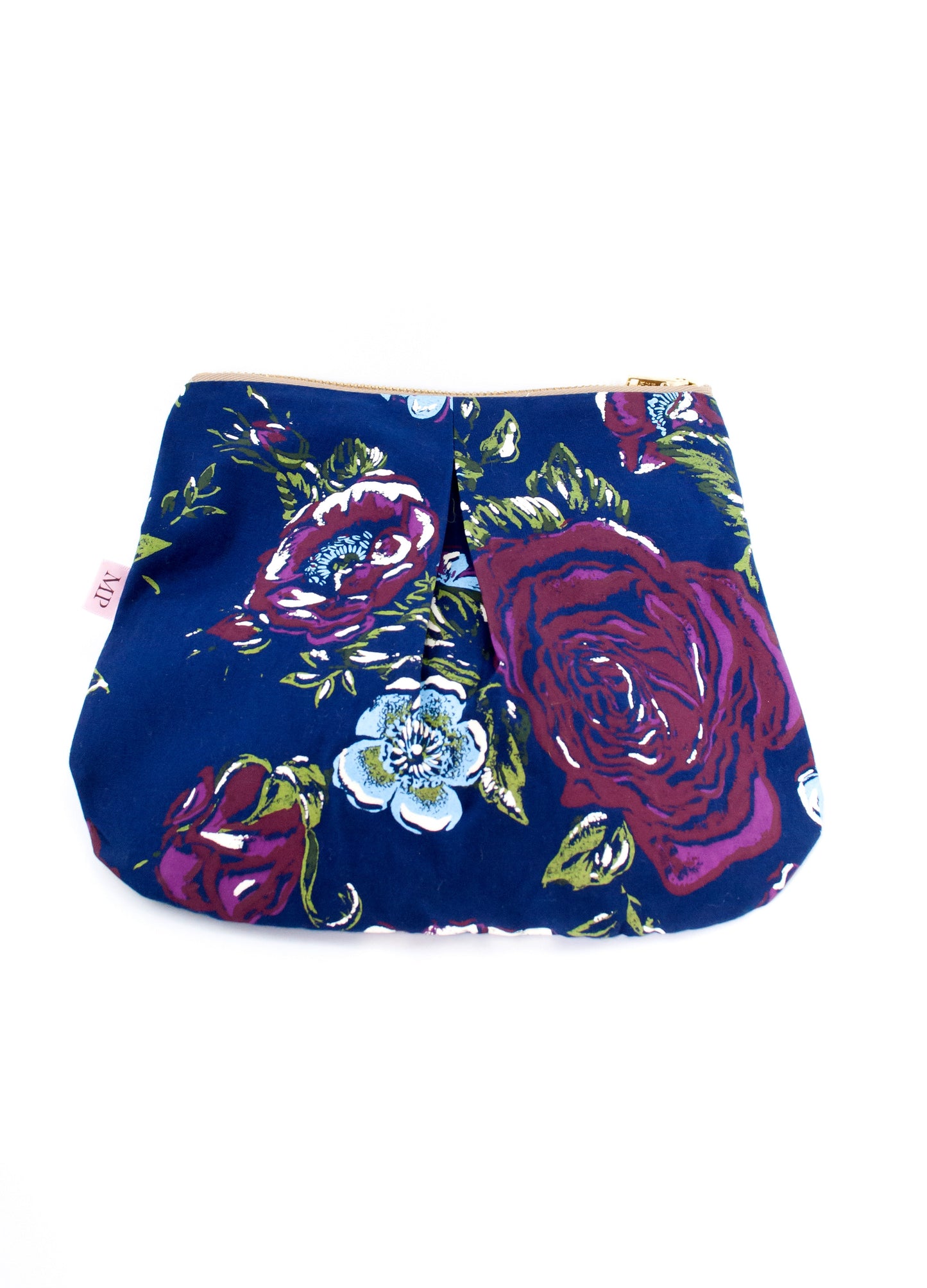 The Charlotte purse in navy Roses print