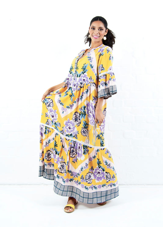 Cora maxi dress in sunshine Olá Scarf print size 42 left