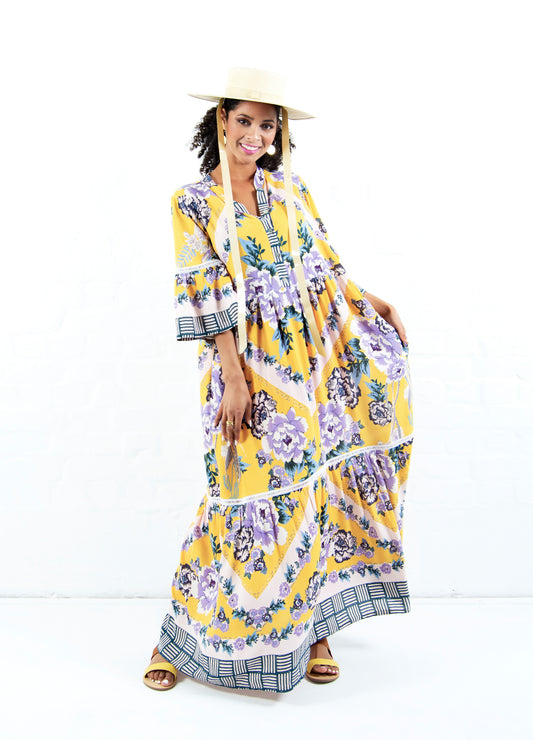 Cora maxi dress in sunshine Olá Scarf print size 42 left