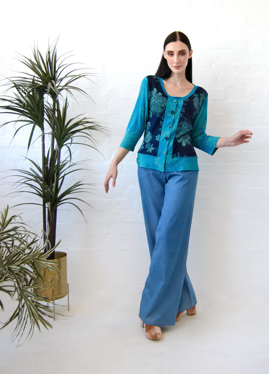 Eva cardigan in navy Fynbos Frenzy