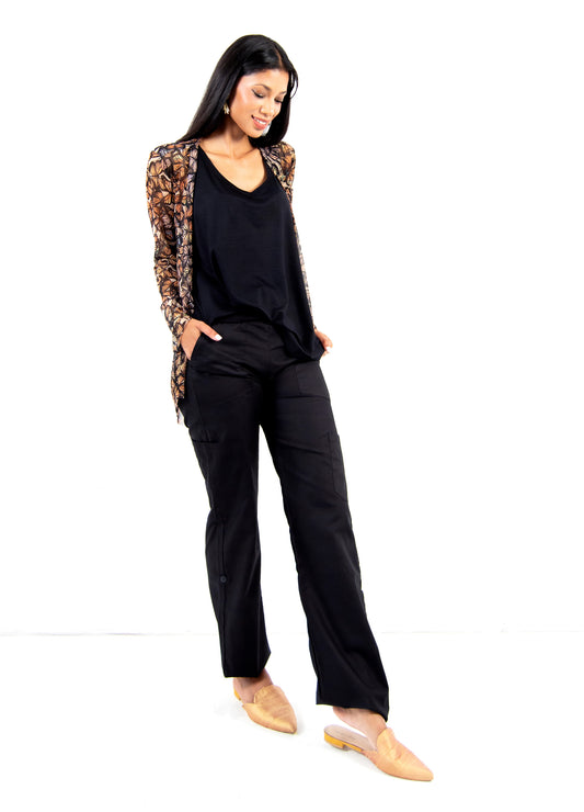 Inga pull-on cargo pants in Black