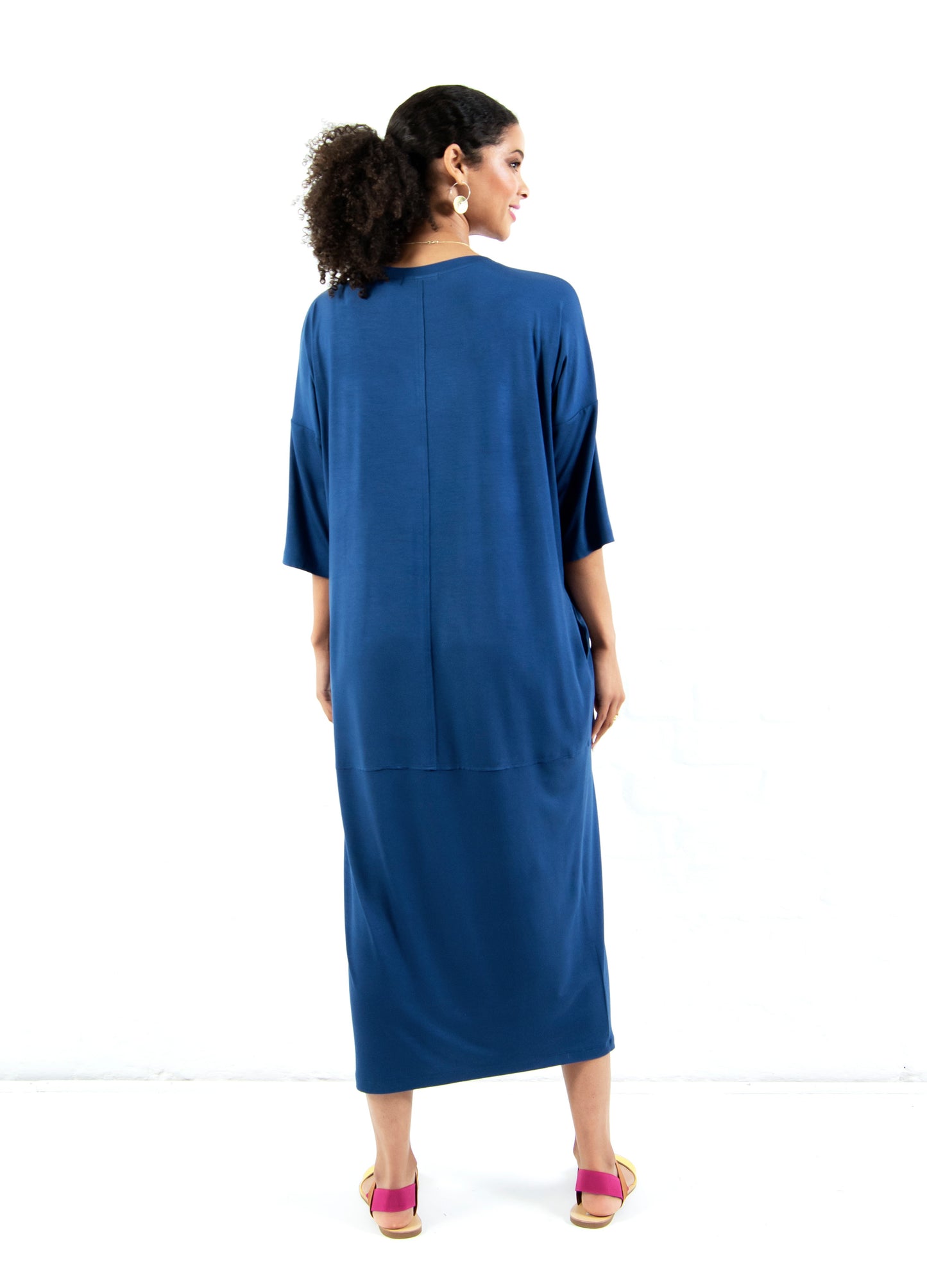 Isla cocoon dress in Indigo
