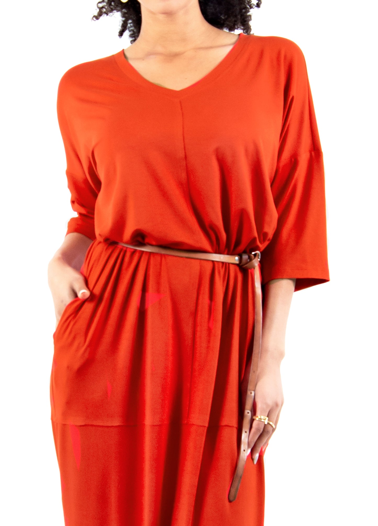 Isla cocoon dress in Papaya