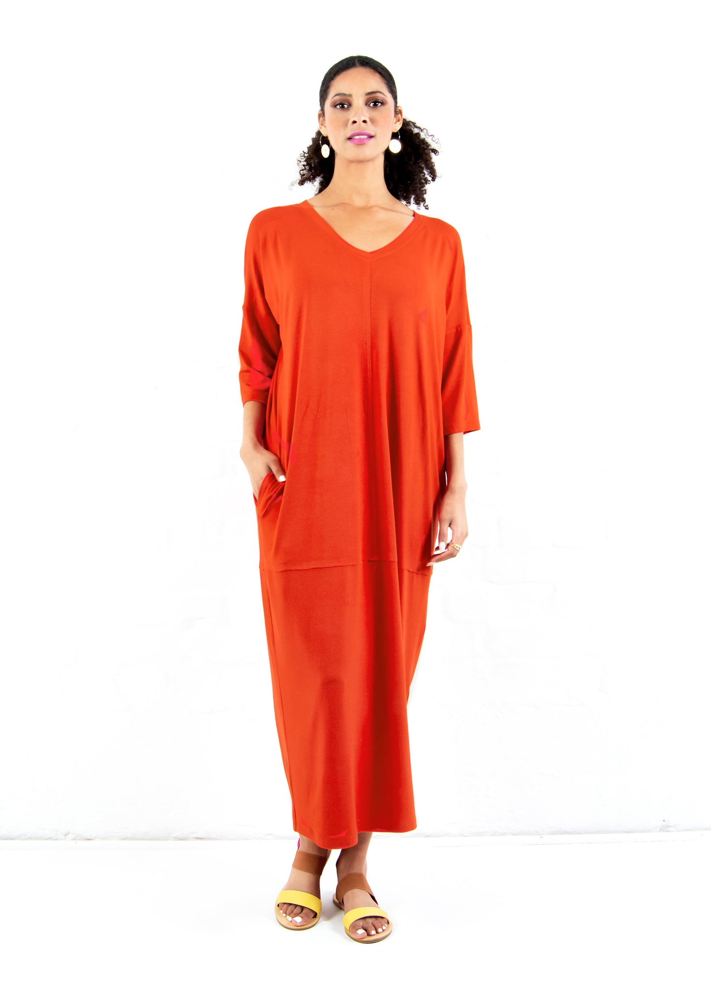 Isla cocoon dress in Papaya