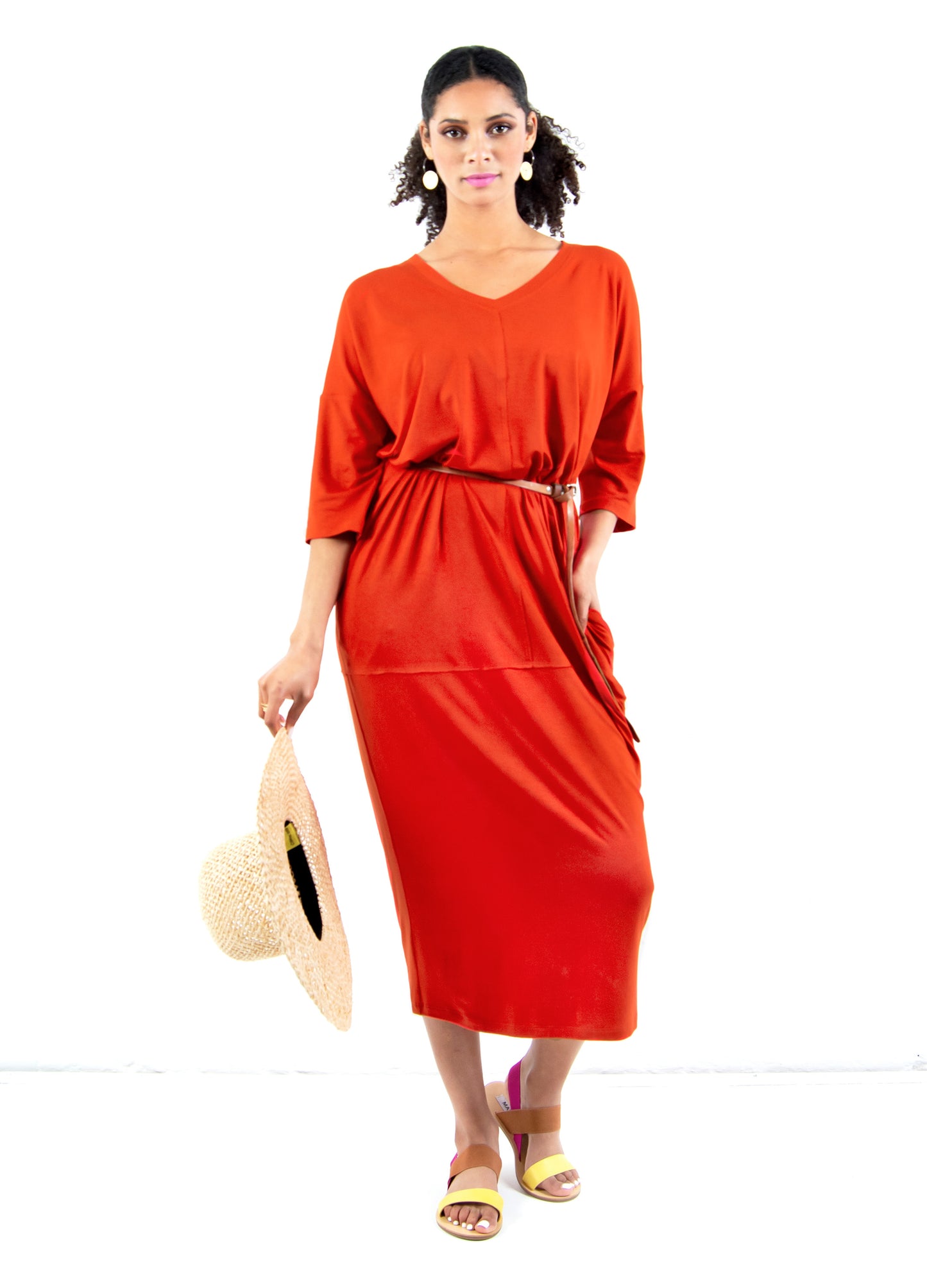 Isla cocoon dress in Papaya