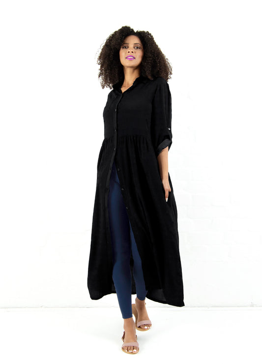 Ivy maxi shirt dress in Black