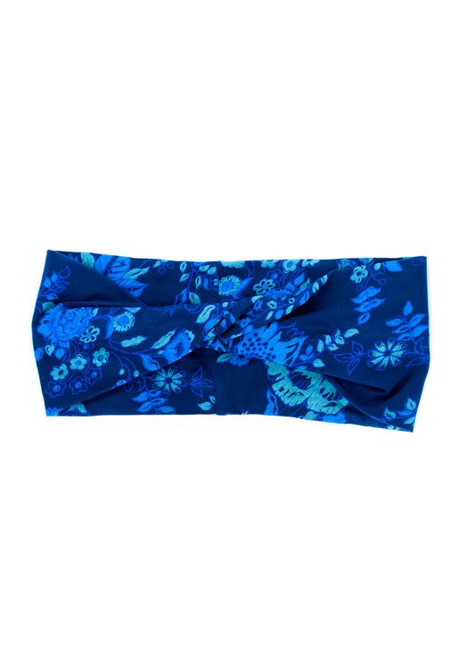 Mika twist headband in navy Bombay Floral print