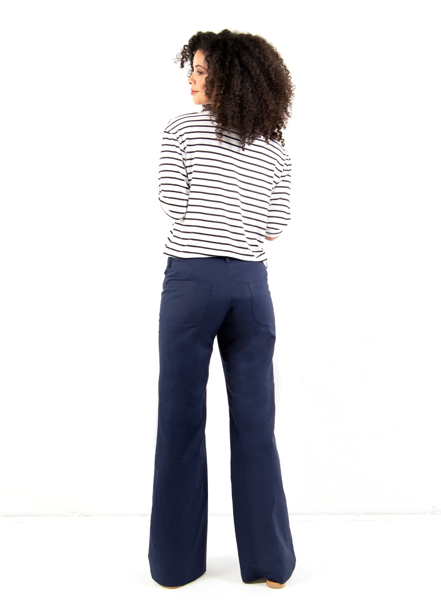 Lin Wide-Leg Trousers in Navy linen blend
