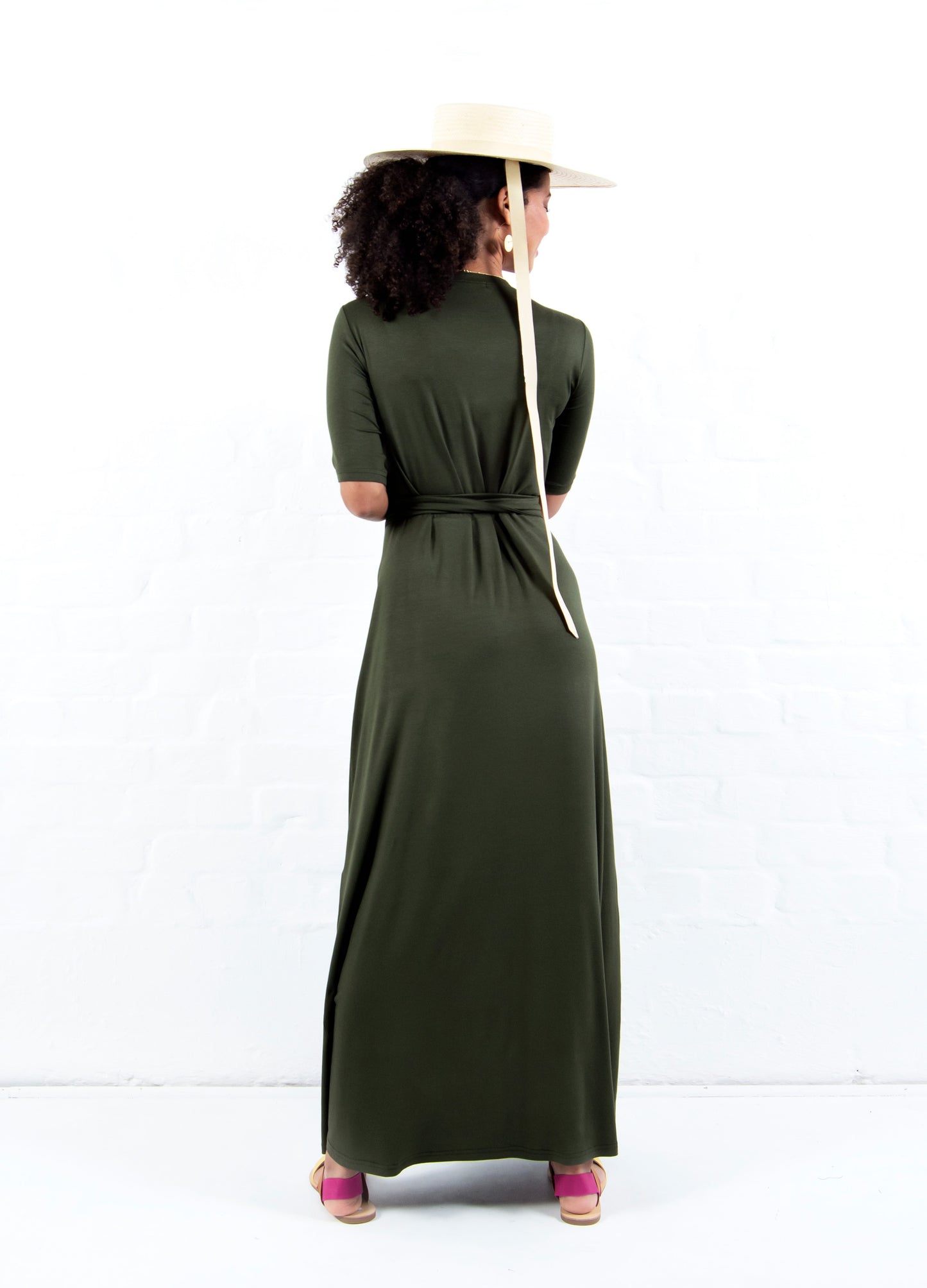 Magnolia maxi wrap dress in Military
