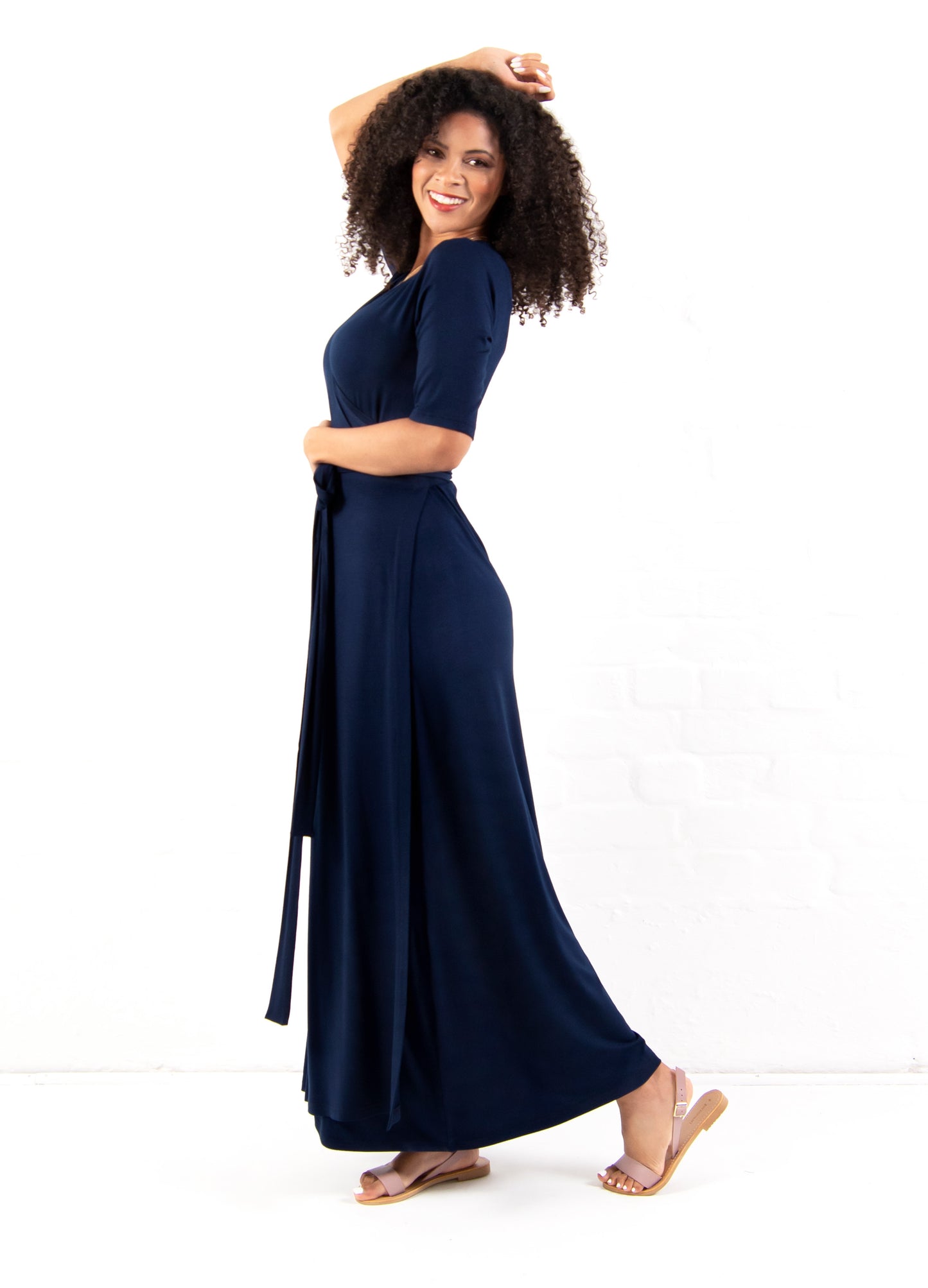 Magnolia maxi wrap dress in Navy