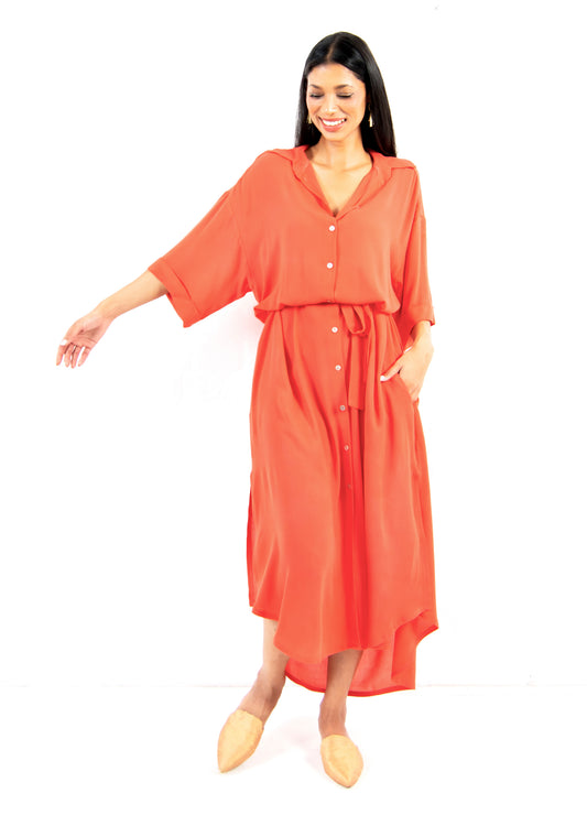 Malia box shirt dress in Geranium