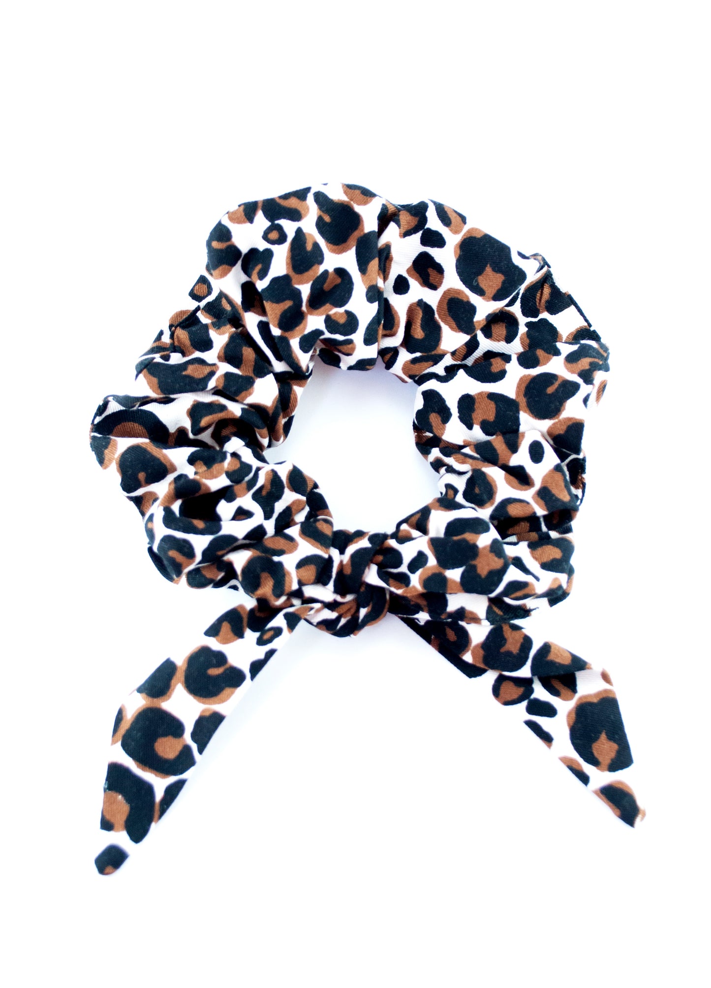 Maude tie scrunchie in coco Spot Leopard