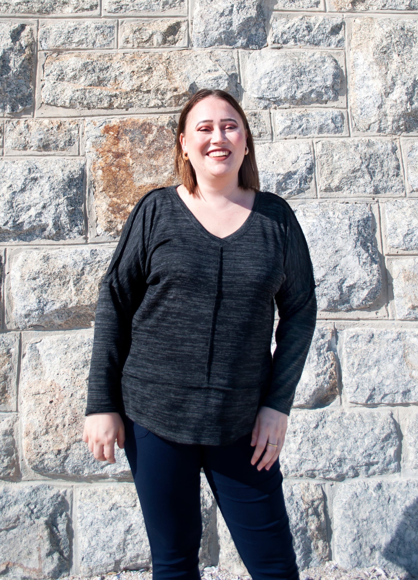 Mia Pullover in Charcoal melange knit size 38