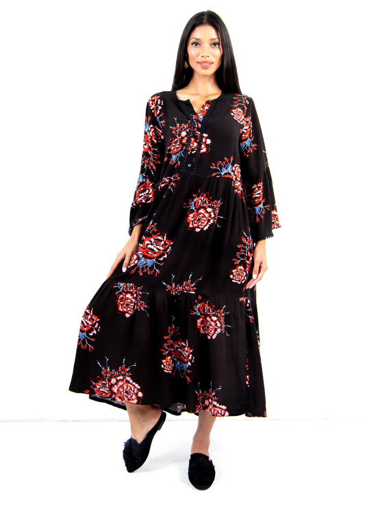 Mina dress in black Moon River Floral print size 36