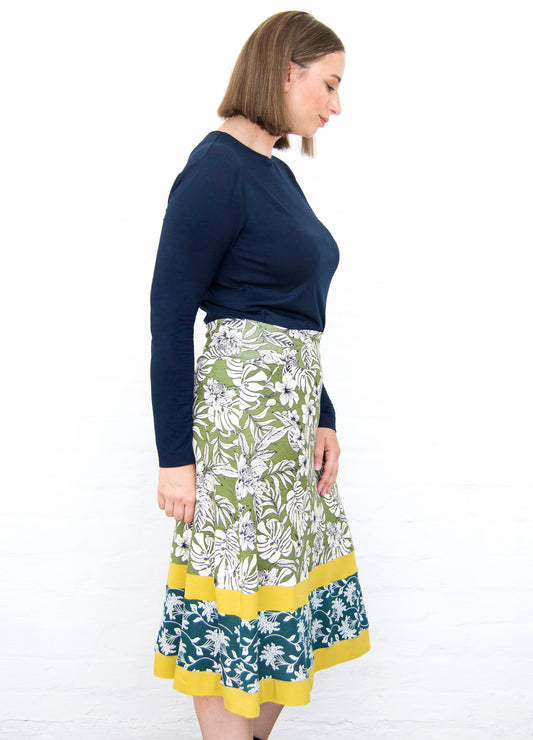 Dahlia Skirt in olive Carolina Floral