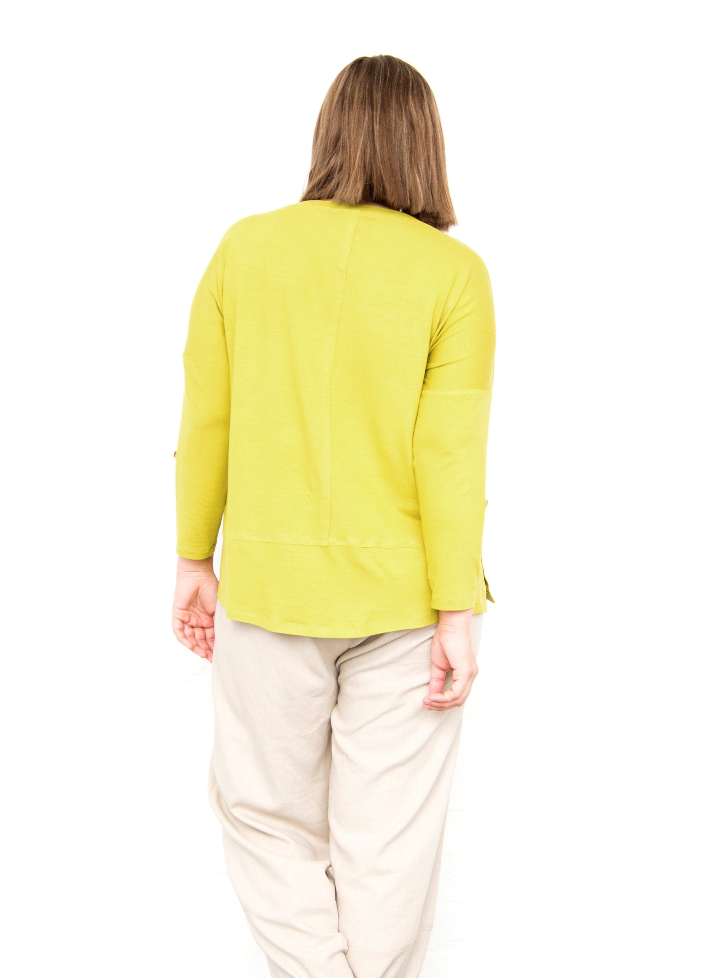 Scarlet  box pullover in Chartreuse